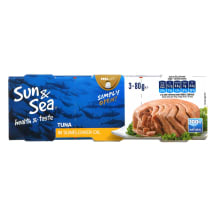 Tuno gabaliukai saulėgrąžų aliejuje SUN&SEA, 3 x 80 g