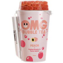 Persikų skonio arbatos gėrimas su braškių skonio burbuliukais OMG, 270ml