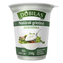 Ekologiška natūrali grietinė DOBILAS,30%, 330 g