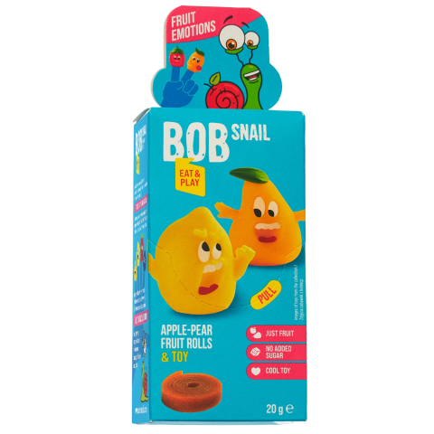 Konf. Bob Snail ābolu bumb. ar rotaļlietu 20g