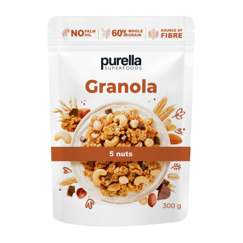 Müsli Granola 5 pähkli segu Purella 300g