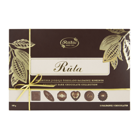 Juod. šokolado saldainių rinkinys RŪTA, 160 g