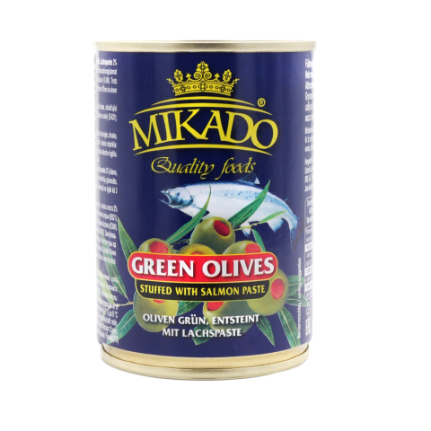 Alyvuogės MIKADO su lašišų įd., 280 g / 90 g
