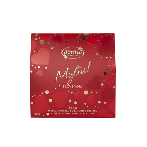 Migdolai su baltuoju šok. RŪTA MYLIU!, 100 g