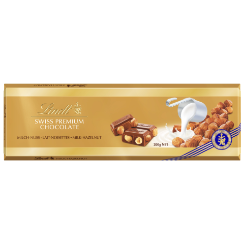 Pieninis šokoladas su riešutais LINDT, 300g