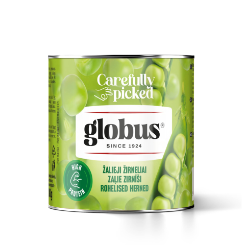 Žalieji žirneliai GLOBUS, 420 g/265 g