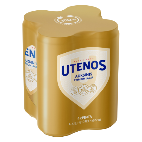 UTENOS alus AUKSINIS, 5 %, 0,568 l x 4 vnt.