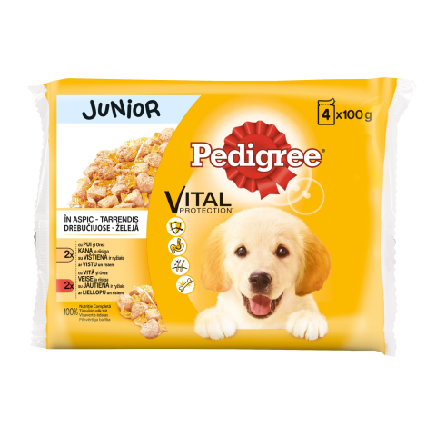 Konserv. šunų ėdalas PEDIGREE JUNIOR, 4X100g