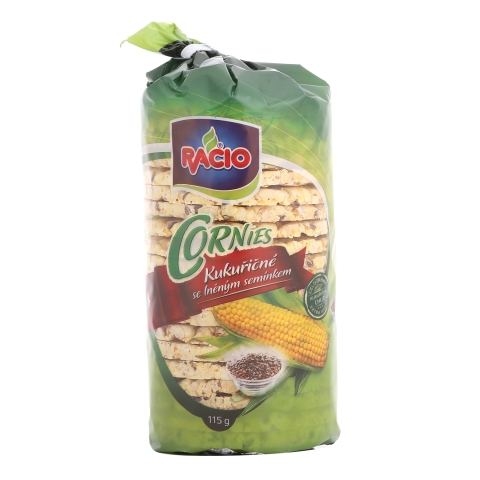 Kukurūzų trapučiai su linų sėmen.RACIO, 115 g