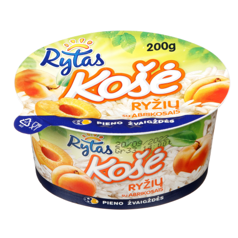 Ryžių košė su abrikosais RYTAS, 6 %, 200 g