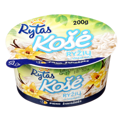 Ryžių košė su vanilinu RYTAS, 6 %, 200 g