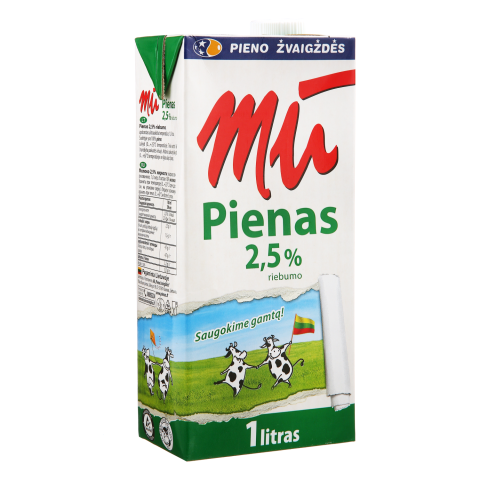 Pienas MŪ, UAT, 2,5 % rieb., 1 l