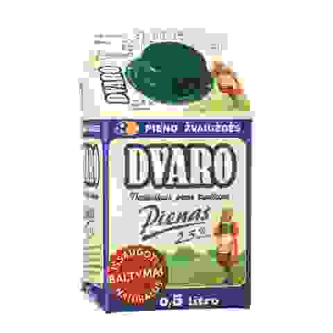 DVARO pienas, 2,5 % rieb., 0,5 l