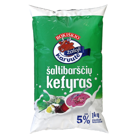 Šaltibarščių kefyras ŽALOJI KARVUTĖ, 5%, 1kg