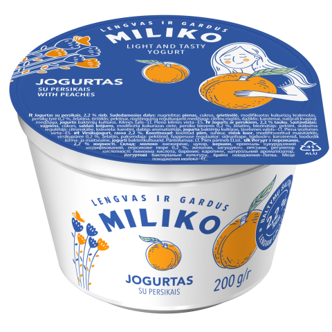 Jogurtas su persikais MILIKO, 200 g