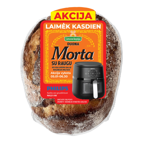 Duona su raugu ir rugin. miltais MORTA, 500 g