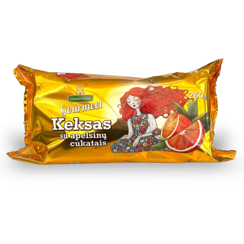Keksas su apelsinų cukatomis, 260 g