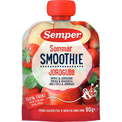 Geriamoji obuolių braškių tyrė SMOOTHIE, 90 g