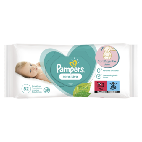 Servetėlės PAMPERS SENSITIVE, 52vnt.