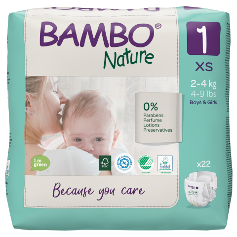 Sauskelnės BAMBO 1 2-4 kg, 22 vnt