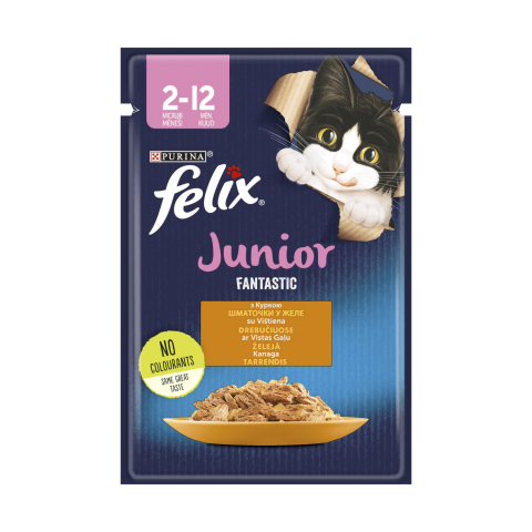 Kačių ėdalas FELIX FANTASTIC JUNIOR, 85g