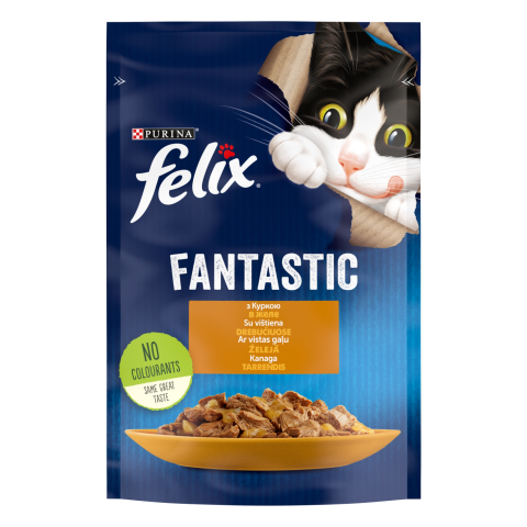 Kačių ėdalas FELIX FANTASTIC su vištiena, 85g