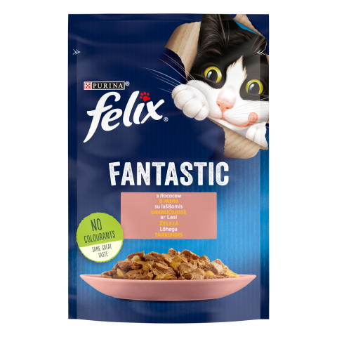 Kačių ėdalas FELIX FANTASTIC su lašiša, 85 g
