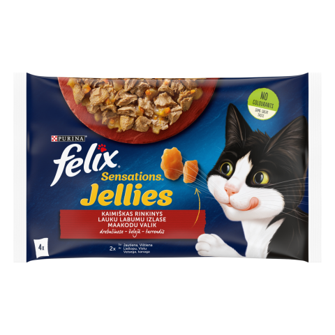 Kačių ėdalas FELIX su mėsa drebučiuose, 4x85g