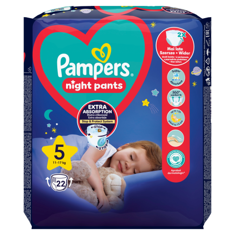 Sauskelnės PAMPERS NIGHT PANTS VP, 5, 22 vnt.