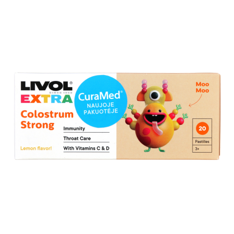Gerklės past. LIVOL EXTRA COLOSTRUM, 20 vnt.