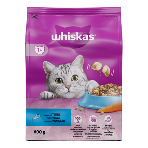 Sausas kačių ėdalas WHISKAS su tunu, 800 g