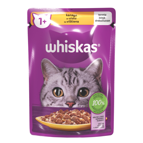 Konservuotas kačių ėdalas WHISKAS su višt.85g