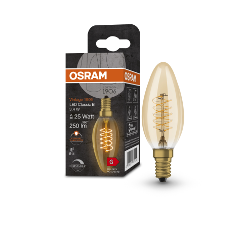 LED lamp Osram clb25 3,4w 822k e14