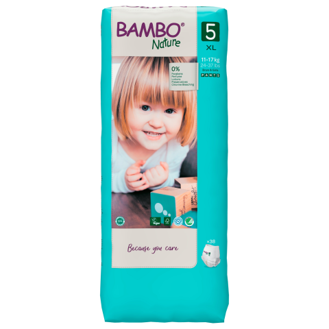 Sauskelnės BAMBO NATURE 5, 11 - 17 kg, 38 vnt