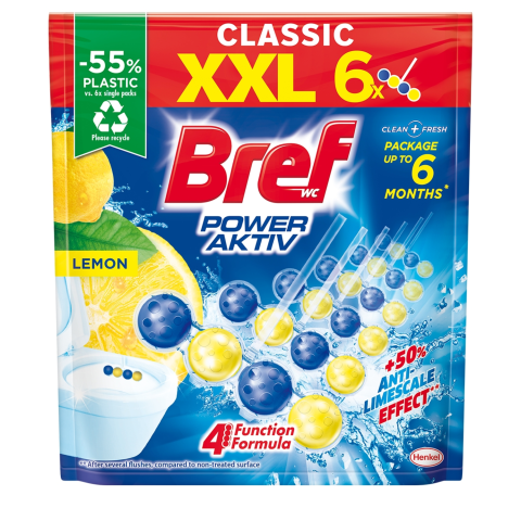 WC bloks Bref Power Aktiv Lemon 6x50g