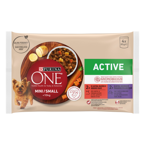 Kons. suņiem Purina One <10kg active 4x85g