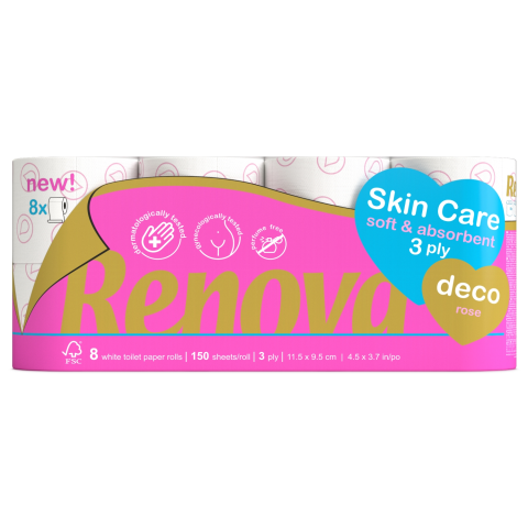 Tualettpaber Renova Skin Care Deco 3kih., 8r.