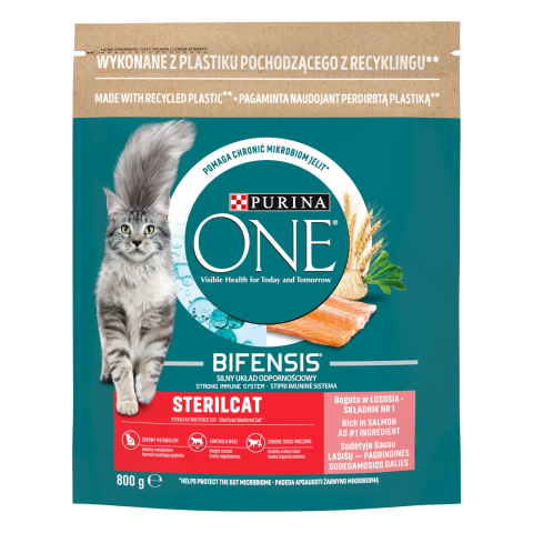 Kačių ėd. su lašiš. PURINA ONE STERIL., 800 g