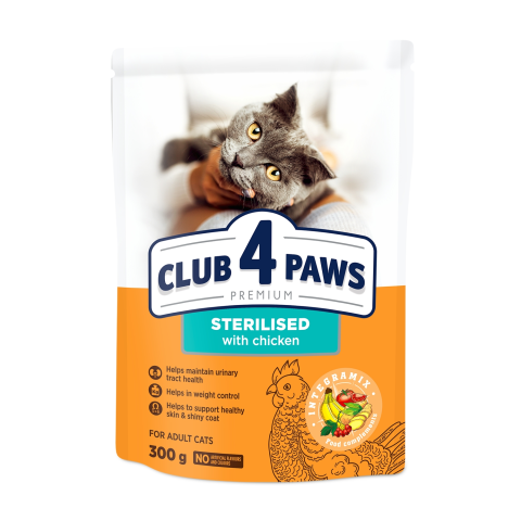 Pašar. steril. katėms CLUB 4 PAWS, 0,3 kg
