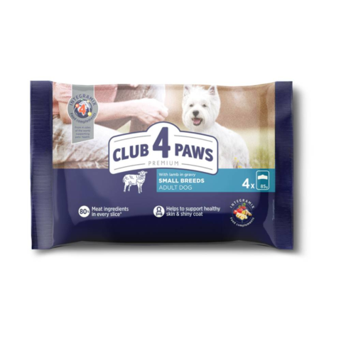 Kons. šuniuk. su ėriena CLUB4PAWS, 4 x 85 g