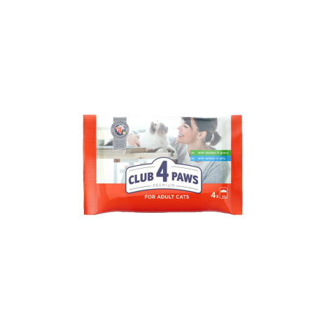 Kons. katėms su višt. laš. CLUB4PAWS,4 x 85 g