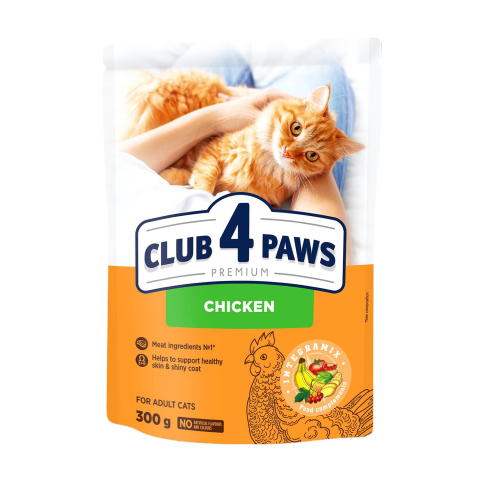 Pašaras katėms vištiena CLUB 4 PAWS, 0,3 kg