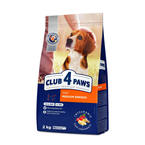 Pašaras vidut. veislių šunims CLUB4PAWS, 2 kg