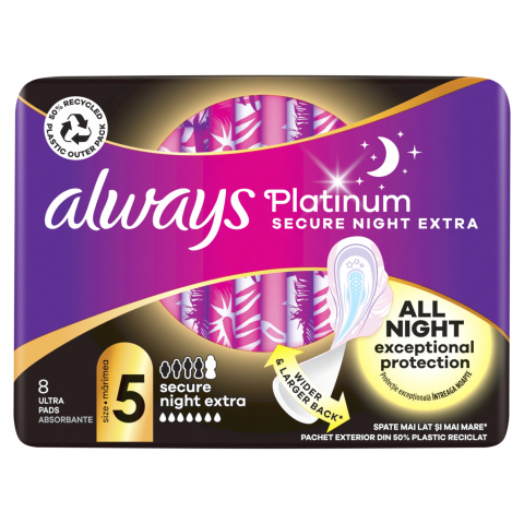 Hig. paketai ALWAYS E. SECURE NIGHT S5, 8 vnt