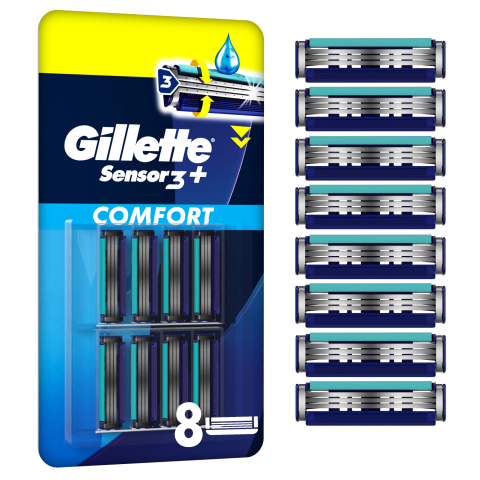 Skut. kas. GILLETTE SENSOR 3+ COMFORT, 8 vnt.