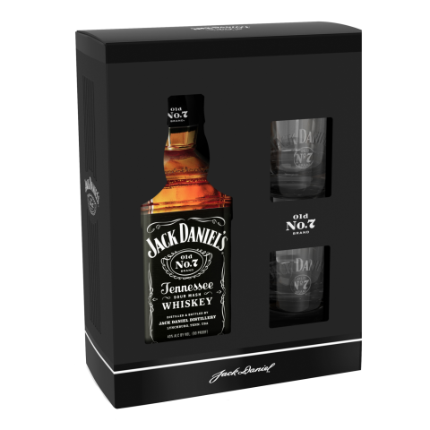 Viskis JACK DANIEL'S,dėž.su 2 stik.,40%, 0,7l