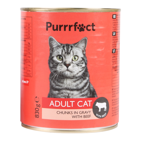 Kaķu barība Purrrfect ar liellopu 820g