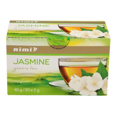Zaļā tēja Rimi ar jasmīna ziediem 20x2g