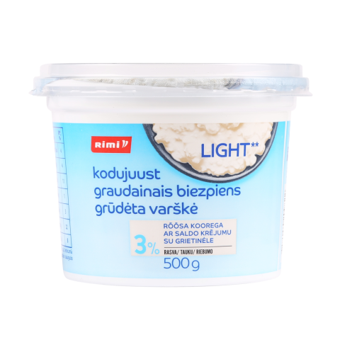Grūdėta varškė su grietinėle 3% RIMI, 500G