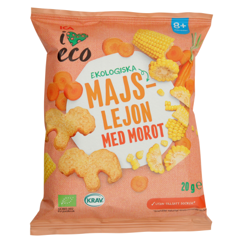 Ekol. kukurūzai su morkomis I LOVE ECO, 20 g